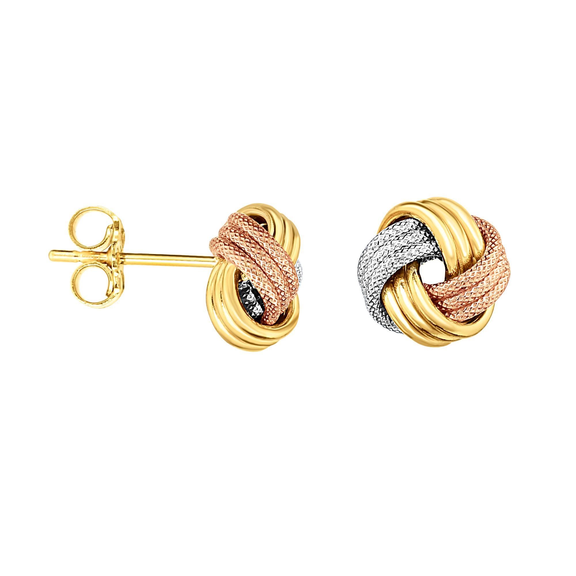 Minimalist 3 Row Love Knot Stud Push Back Earrings - wingroupjewelry