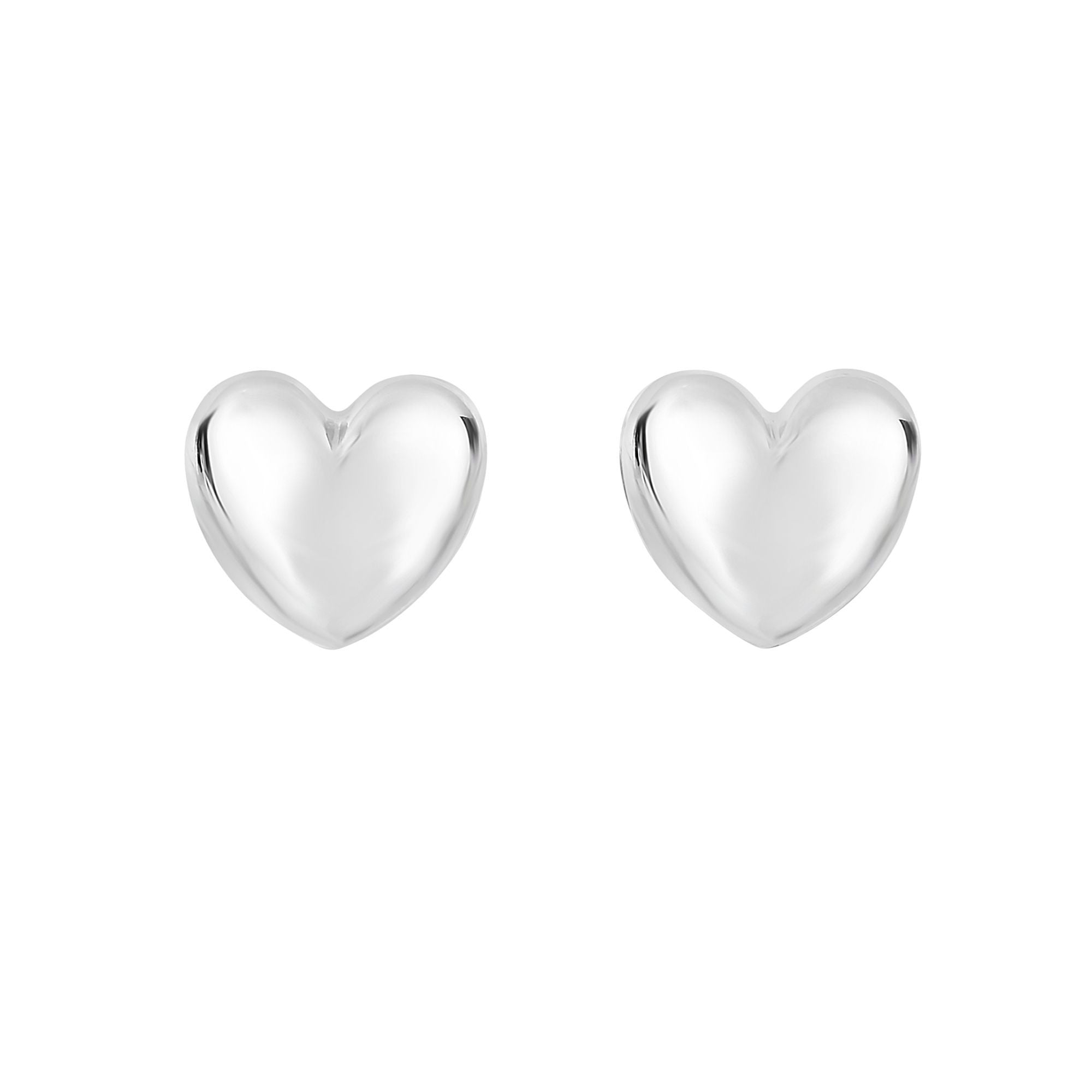 Minimalist Solid Gold Shiny Heart Fancy Post Earrings with Push Back Clasp - wingroupjewelry