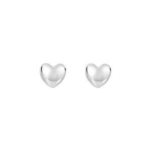 Minimalist Solid Gold Shiny Heart Fancy Post Earrings with Push Back Clasp - wingroupjewelry