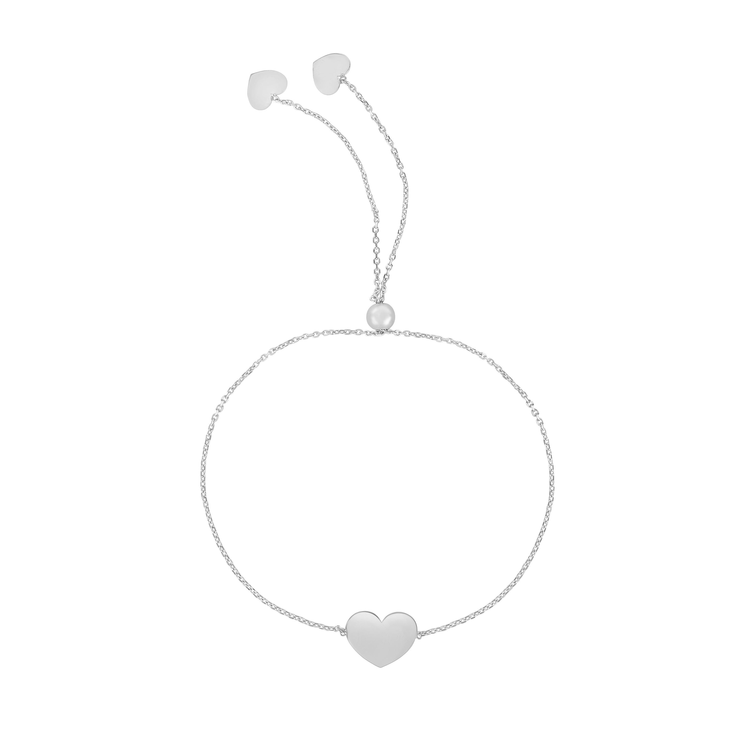 14k Minimalist Solid Gold Friendship Heart Love Adjustable Bracelet